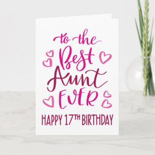 Tante überhaupt 17. Geburtstag-Typografie in Rosa Karte