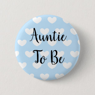 Tante, um Blue Hearts Baby Dusche zu sein Button