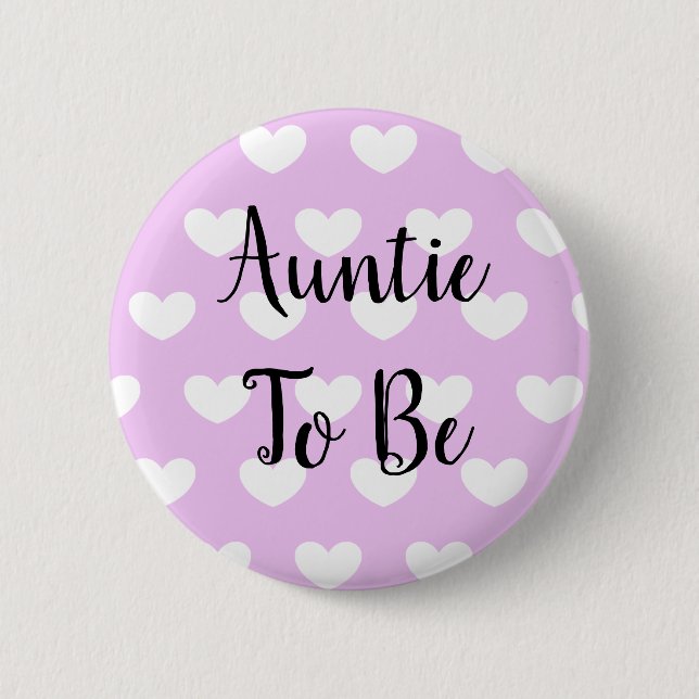 Tante, um Lila zu sein Hearts Baby Dusche Button (Vorderseite)