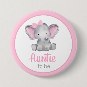 Tante um pink Elephant Girl Babydusche zu sein Button