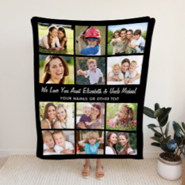 Tante Uncle 12 Foto Collage Black Fleecedecke