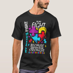 Tante Uncle Puzzle Heart Blue Fighter Niece Autism T-Shirt