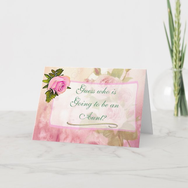 Tante Vintag Rose Baby Announccard Ankündigung (Vorderseite)
