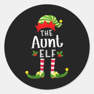 Tante Weihnachtself passendes Schlafanzug X-mas-Pa Runder Aufkleber