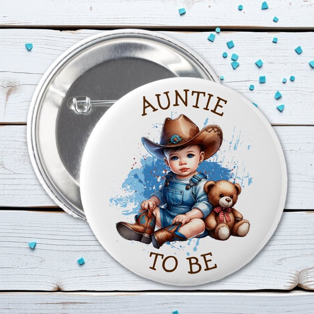 Tante | Western Baby Cowboy Babydusche Button (Von Creator hochgeladen)