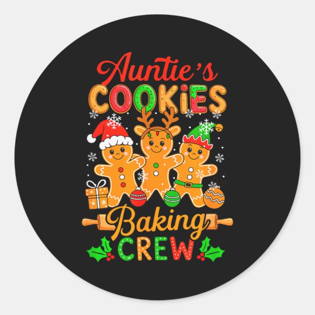 Tante Xmas Kekse Backcrew Lustige Bäcker Ginge Runder Aufkleber (Vorderseite)