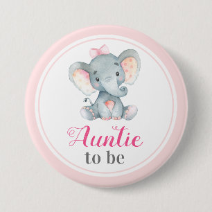 Tante zu New Tante Baby Girl Dusche Elefant Button