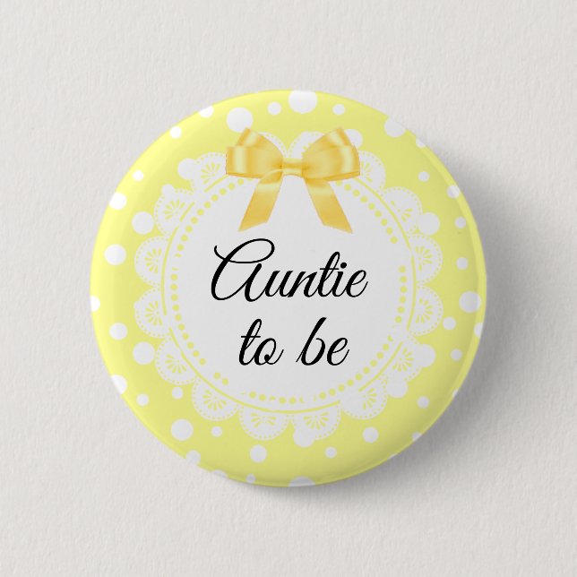 Tante zu sein gelbe Polka Dot-Taste Button (Vorderseite)