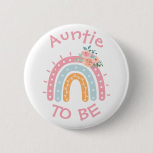 Tante zum Baby Duschknopf Rosa Regenbogen Button