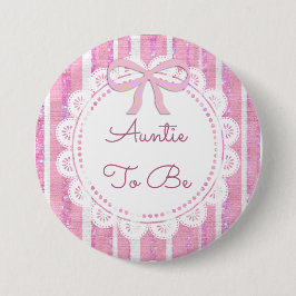 Tante, zum Babyparty-Knopf-Rosa-Bogen zu sein Button