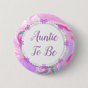 Tante zum Kinderdusche pink und Lila Button