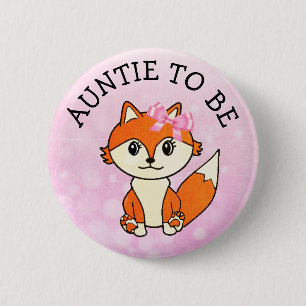 Tante, zum Waldtierefox-Babyparty zu sein Button