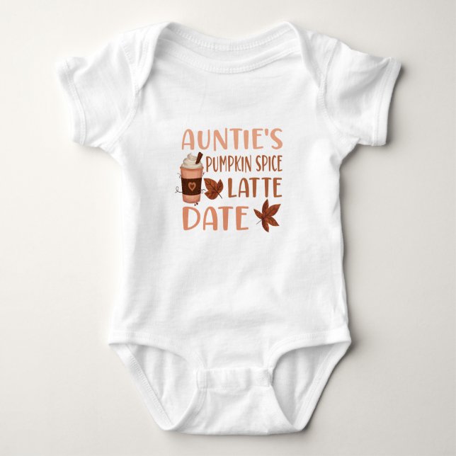 Tanten Pumpkin Gewürz Latte Date, Tante Baby Dusch Baby Strampler (Vorderseite)