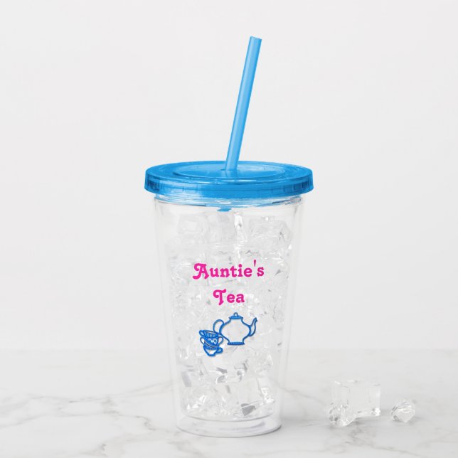 Tantentee mit Teekanne und Tassen trinken Tumbler (Rückseite Ice)