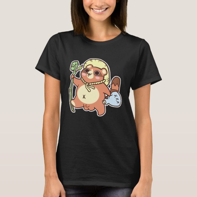 Tanuki Japanese Racoon Dog Cute Folklore T-Shirt (Vorderseite)