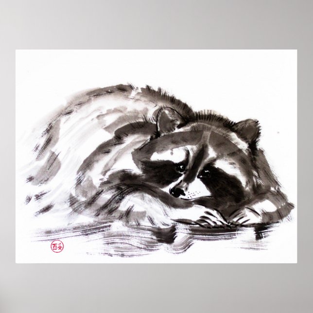 Tanuki sumie painting poster (Vorne)