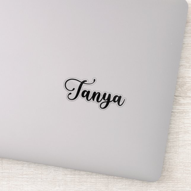 Tanya Name - Handgeschriebene Kalligrafie Aufkleber (Detail)