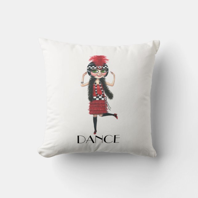 Tanz 1920er Kostüm Big Eye Flapper Girl Kissen (Vorderseite)