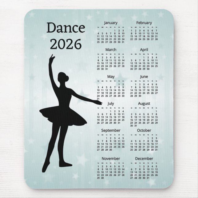 Tanz 2026 Kalender  Mousepad (Vorne)