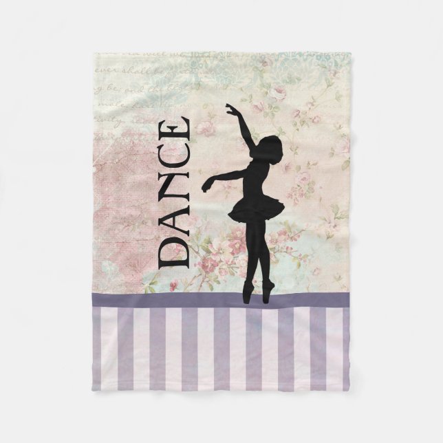 Tanz - Ballerina Silhouette Vintag Hintergrund Fleecedecke (Vorderseite)