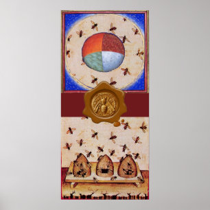 TANZ DER HONEY BIES MIT 4 ELEMENTEN, Wachs Siegel Poster