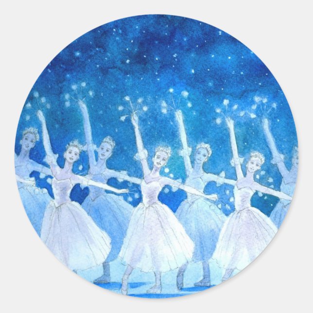 Tanz der Schneeflocken-Aufkleber Runder Aufkleber (Vorderseite)