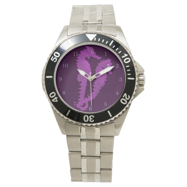 Tanz der Seepferde (Lila) Armbanduhr (Vorderseite)