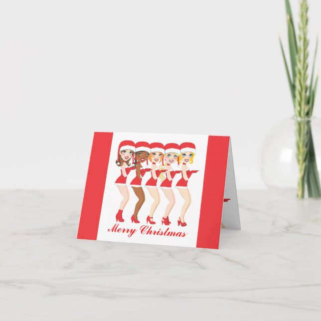 Tanz der Weihnachtsfrauen Feiertagskarte (Vorderseite)