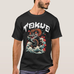Tanz des Drachen Japanische Retro-Meereslandschaft T-Shirt