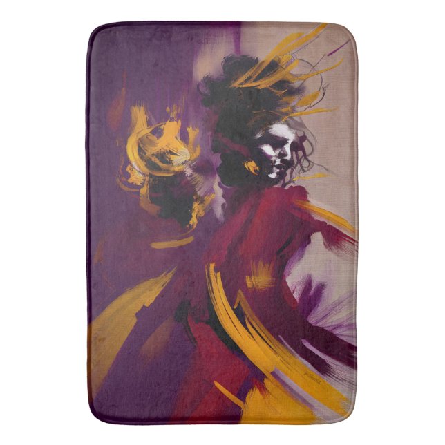 Tanz des Geistes – Expressive abstrakte Figur Badematte (Vorderseite Vertikal)
