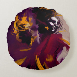 Tanz des Geistes – Expressive abstrakte Figur Rundes Kissen