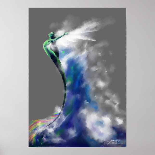 Tanz des Meeres: Dunkelgrau Poster (Vorne)