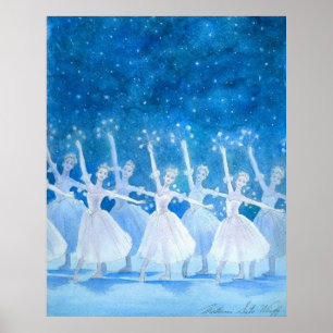 Tanz des Schneeflocke-Kunst-Druckes Poster