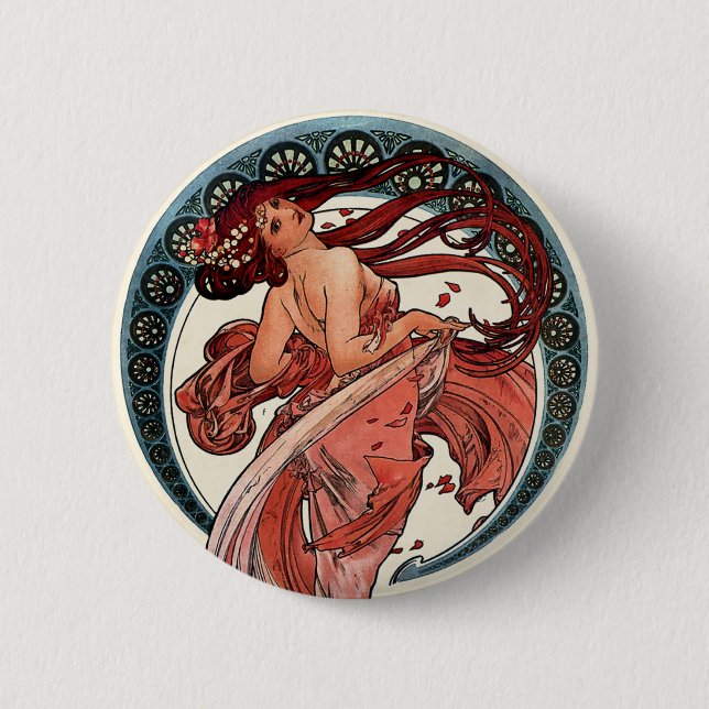 Tanz durch Alfons Mucha 1898 Button (Vorderseite)