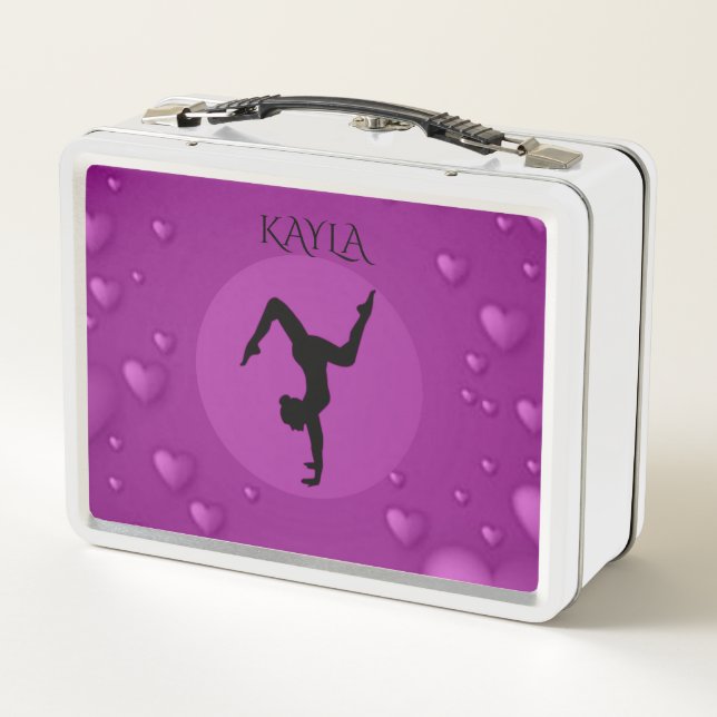 Tanz/Gymnastik Lunch Box /weiß & lila/Name. (Rückseite)