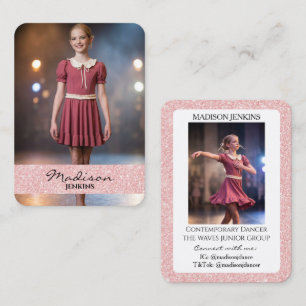Tanz-Handelskarten Rose-Pink Glitter-Foto Visitenkarte