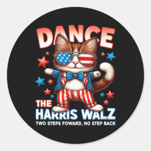 Tanz Harris Wheimer Funny Cat Ladys Kamala H Runder Aufkleber
