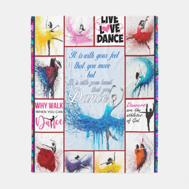 Tanz Live Liebe Tanz farbenfroh Ballett Tanzball Fleecedecke (Vorderseite)