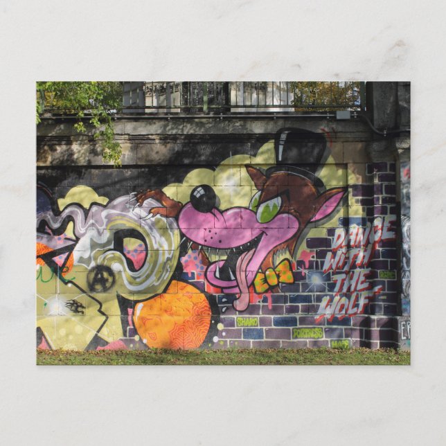 Tanz mit dem Wolf Graffiti Postkarte (Vorderseite)