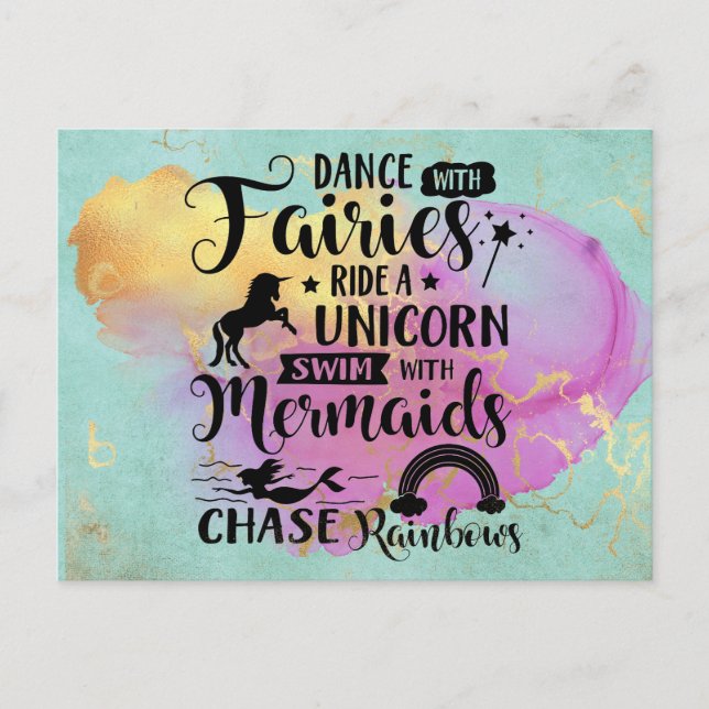 Tanz mit Fairies Reiten Postkarte (Vorderseite)