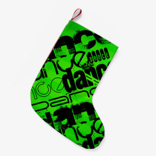 Tanz; Neon Green Stripes Kleiner Weihnachtsstrumpf