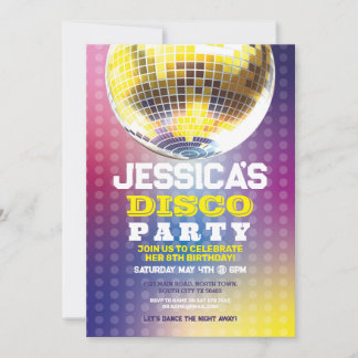 Tanz Party Geburtstag Einladung Girls Disco Ball