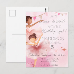 Tanz- & Pirouetten-Rosa-Ballerina-Ballett-Geburtst Postkarte