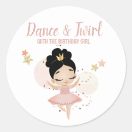 Tanz & Twirl, Prinzessin Ballerina w/Tiara Geburts Runder Aufkleber