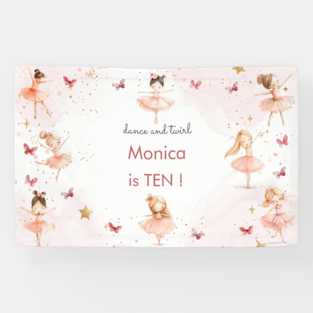 Tanz und niedliche Ballerina Ballett Kind Geburtst Banner (Horizontal)