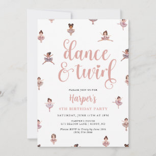 Tanz und Twirl Ballerina Geburtstag Einladung