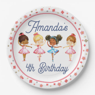 Tanz und Twirl Pink Girl Editable Ballerina Party Pappteller