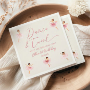 Tanz- und Wirbel-Pink-Ballerina-Ballett-Geburtstag Serviette
