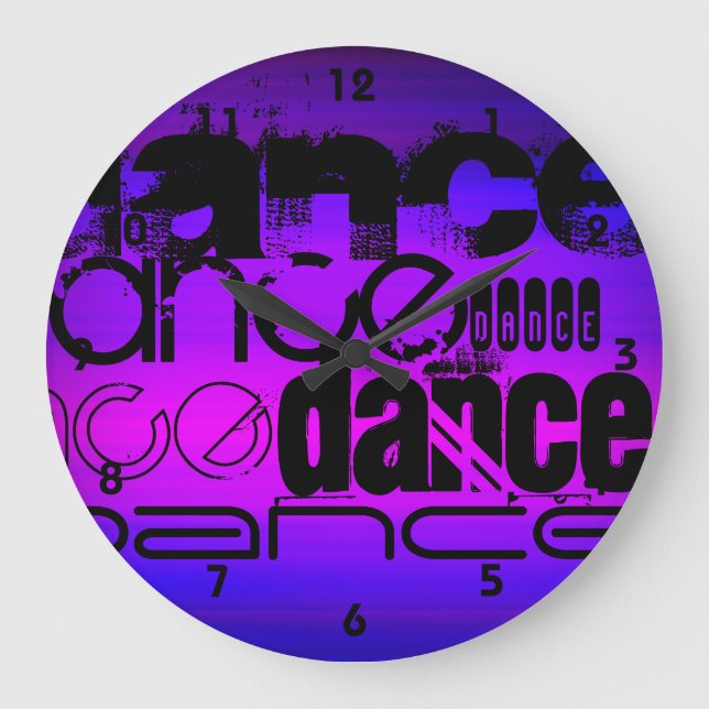 Tanz; Vibranly Blue und Magenta Große Wanduhr (Vorderseite)
