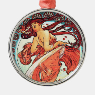 Tanz - Vintage Kunst Nouveau durch Mucha Silbernes Ornament